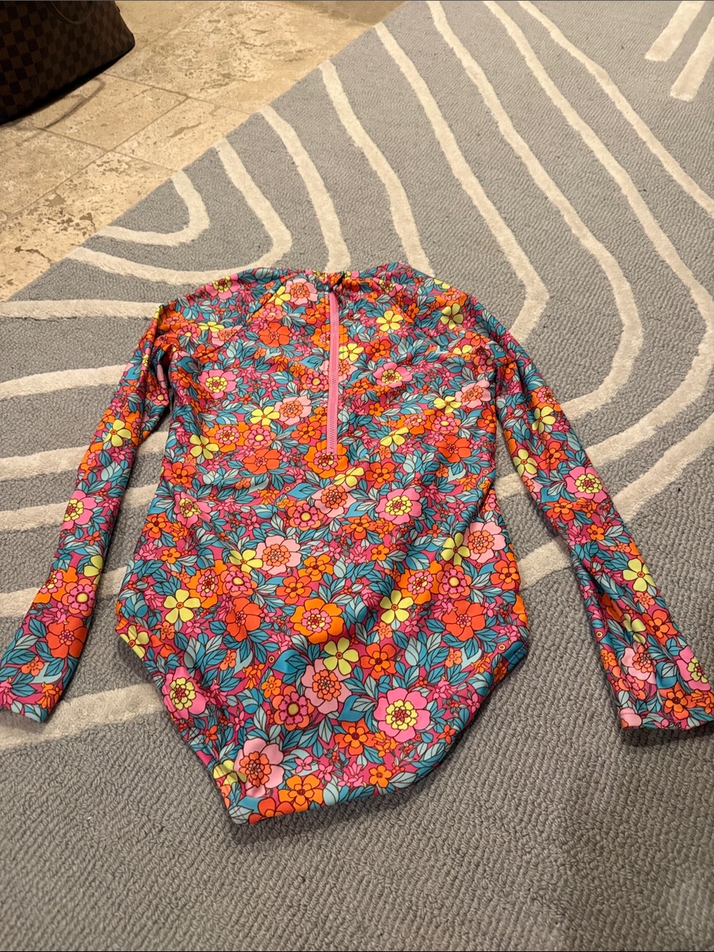 Cat & Jack Pink Multi Floral Long Sleeve Swimsuit